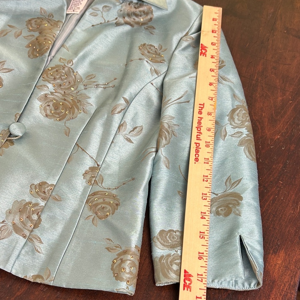 Jessica Howard Teal 2-Piece Jacket & Skirt Set Floral Embroidered  Dress Sz 6P - Picture 10 of 13